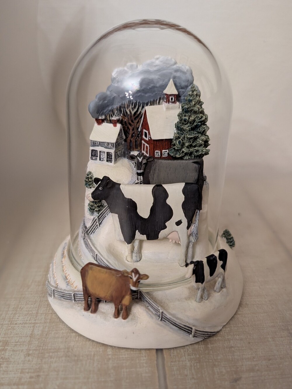Pristine! Vintage 90s Franklin Mint "Cows In Winter" Sculpture